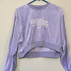 XS Nike purple velour cropped logo sweatshirt women